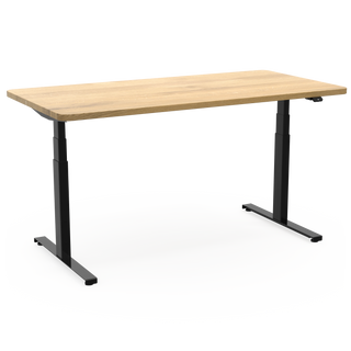 schwarzes Höhenverstellbares Tischgestell mit individueller minimalistischer Massivholzplatte