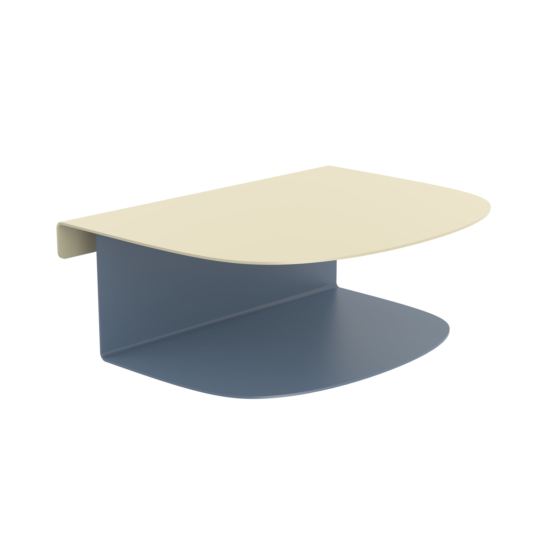 schwebender Metallnachttisch mit zwei Ebenen in beige blau aus