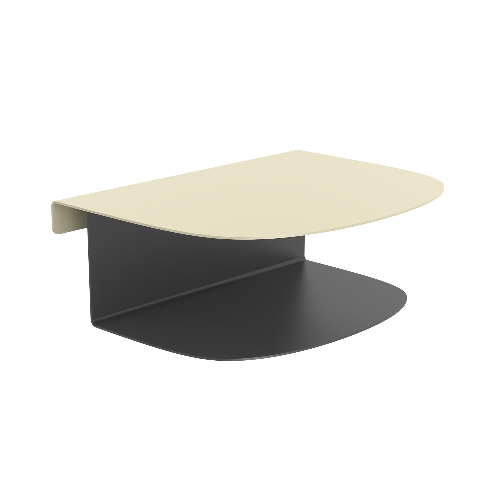 zweistufiger Metallnachttisch schwebend in beige schwarz aus