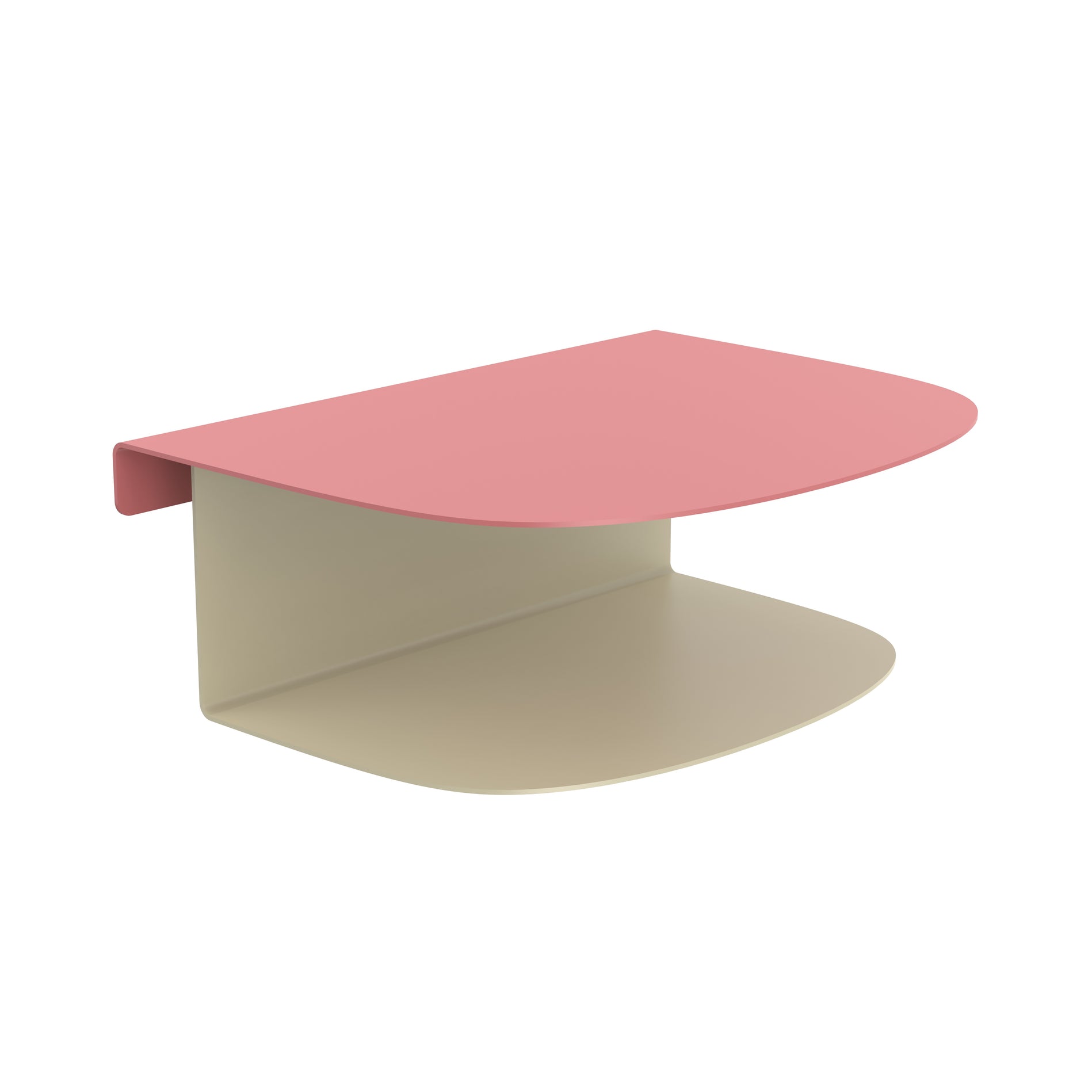 einhängbarer Nachttisch mit zwei Ebenen in rosa beige aus Metall