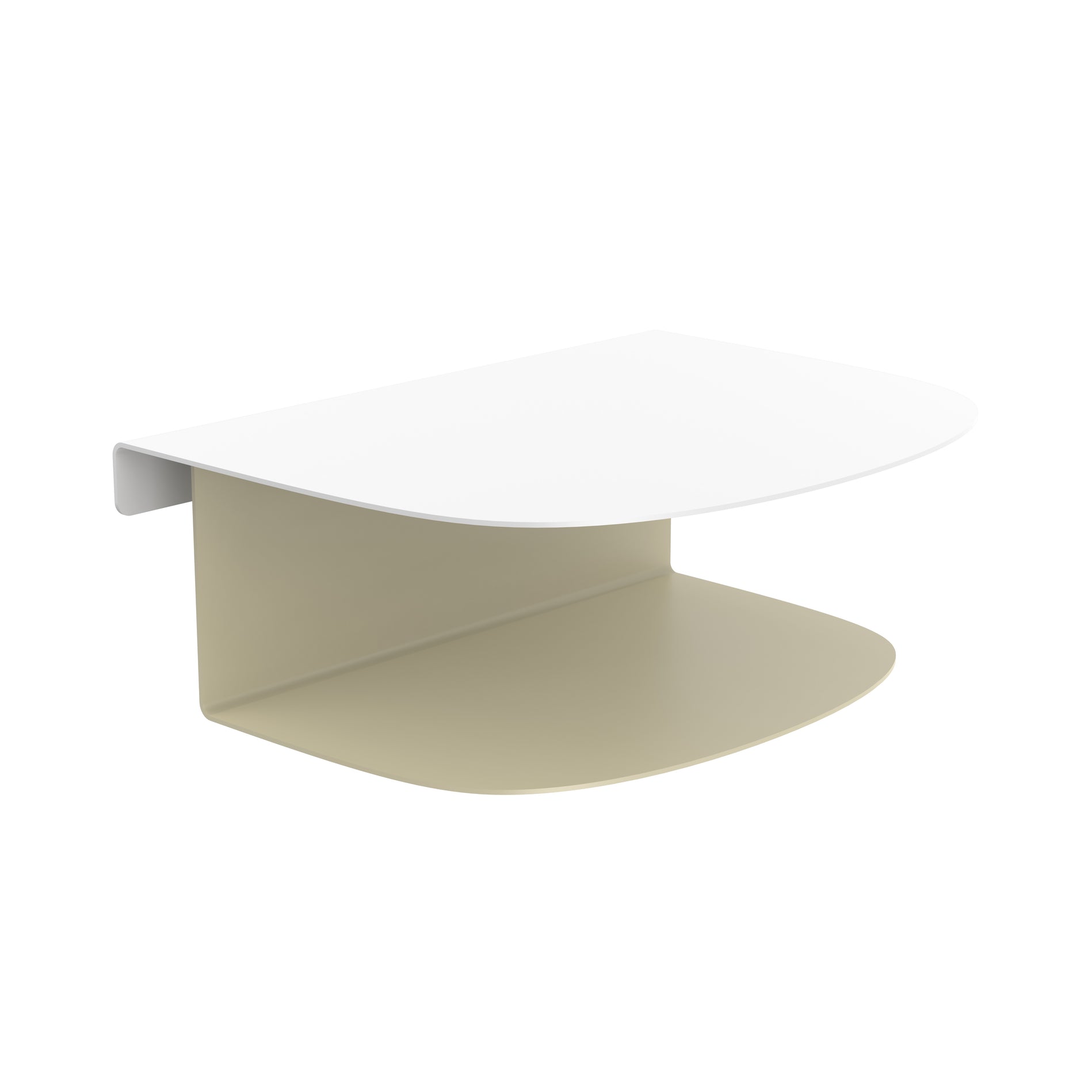 hängender Nachttisch mit zwei Ablageflächen aus Metall in weiß beige