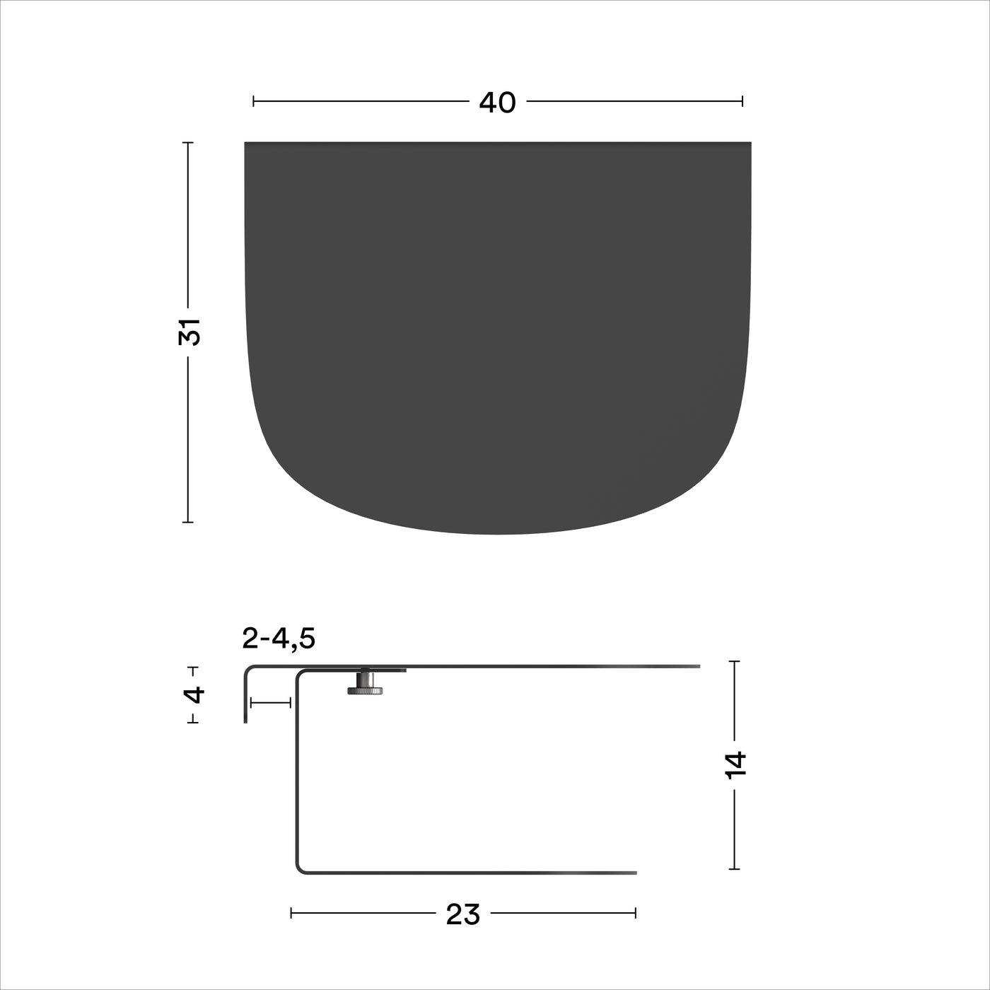 Dimensionen schwebender Nachttisch 40x30cm