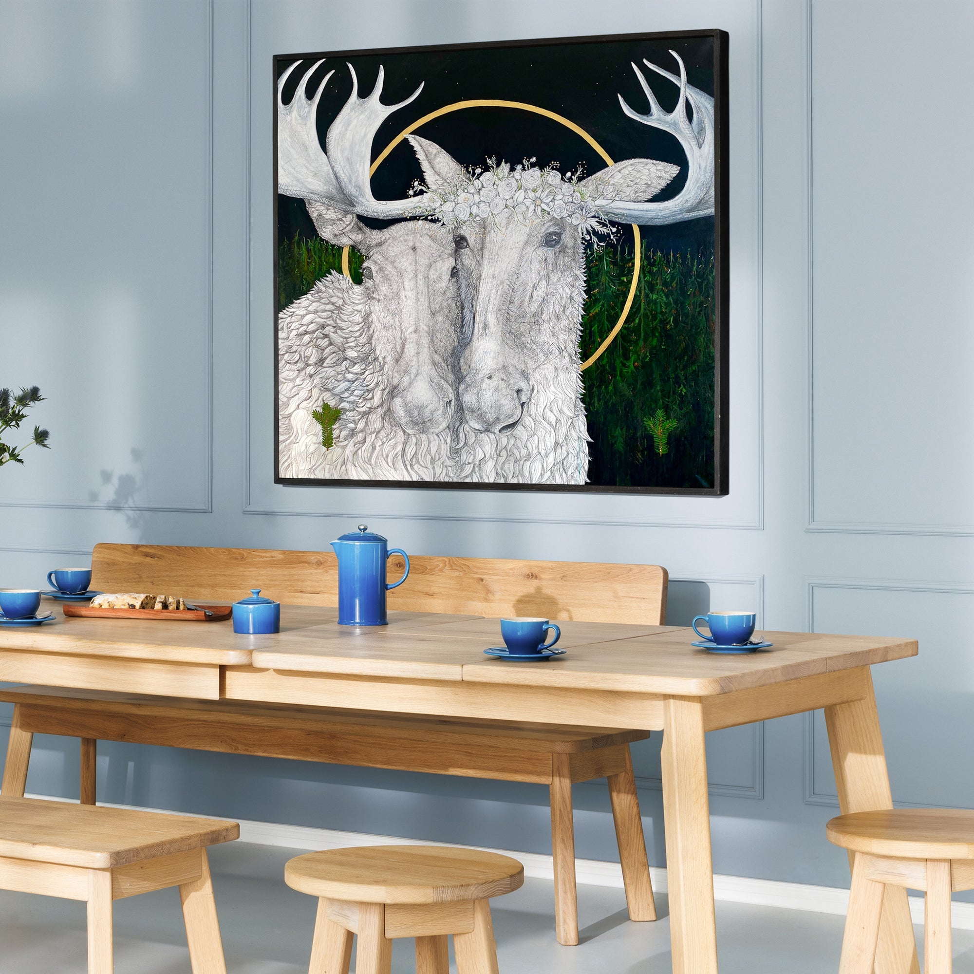 Gemälde mit Tier und Wald aus Acryl und Illustration