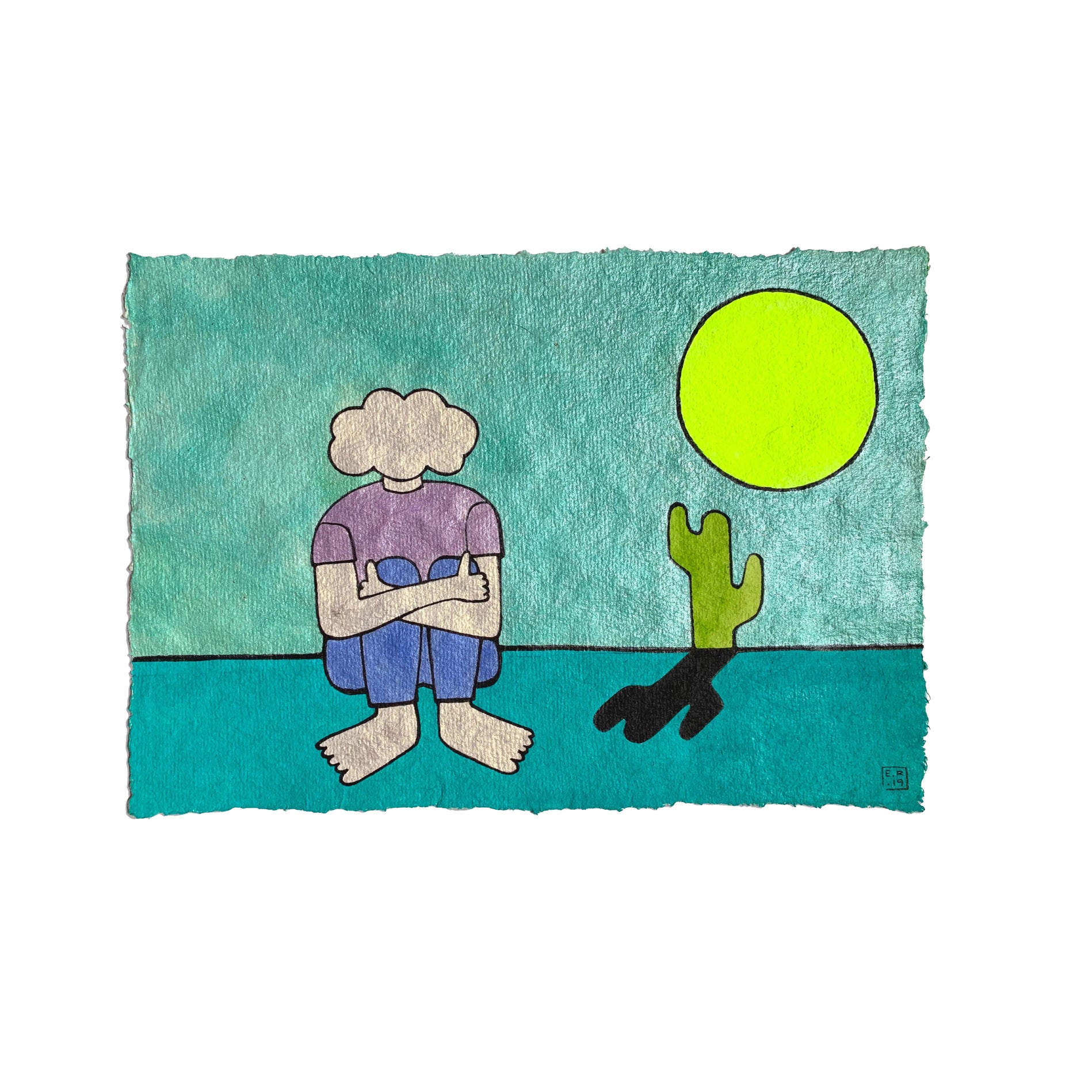 Emma Rytoft A Sunny Day Tinte Grün Türkis Kaktus Sonne Person