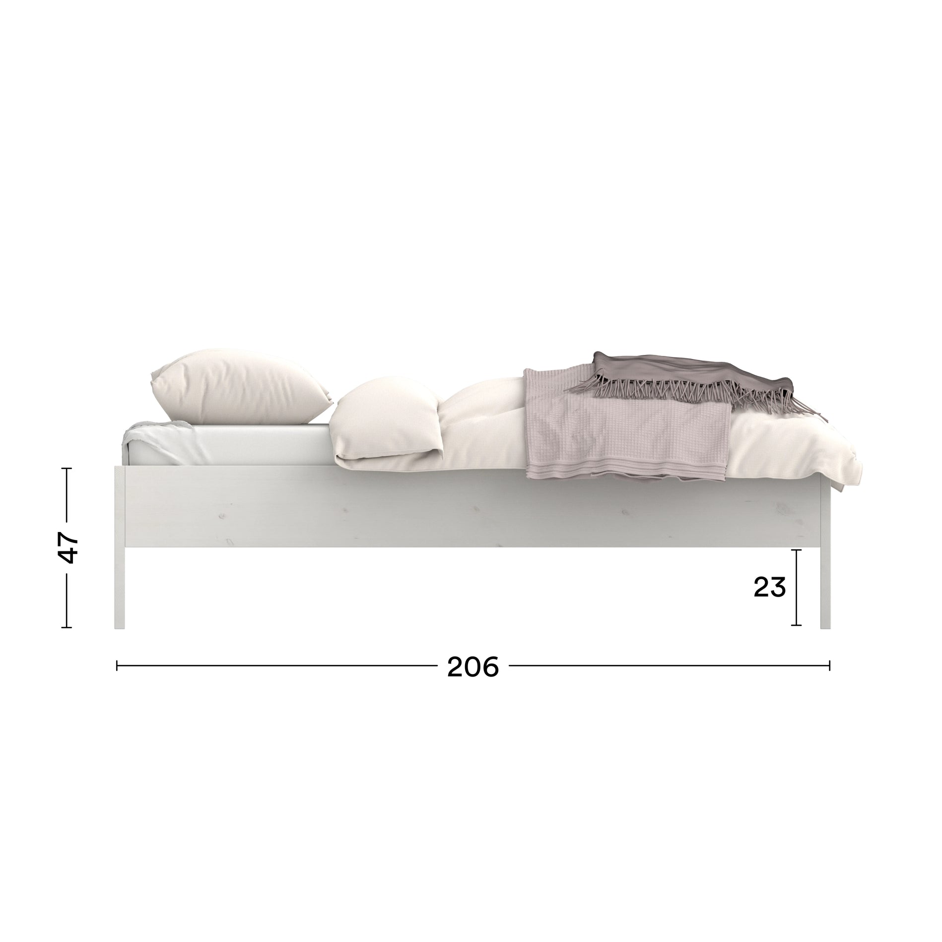 Gradliniges Öko Bett Lade Minimal skandinavisch schlich gehalten aus Echtholz