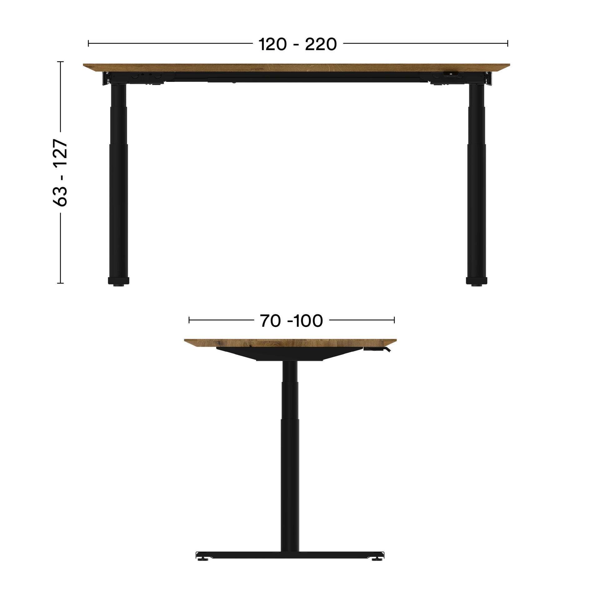 Maße ökologischer Schreibtisch Levi Massive Holztischplatte