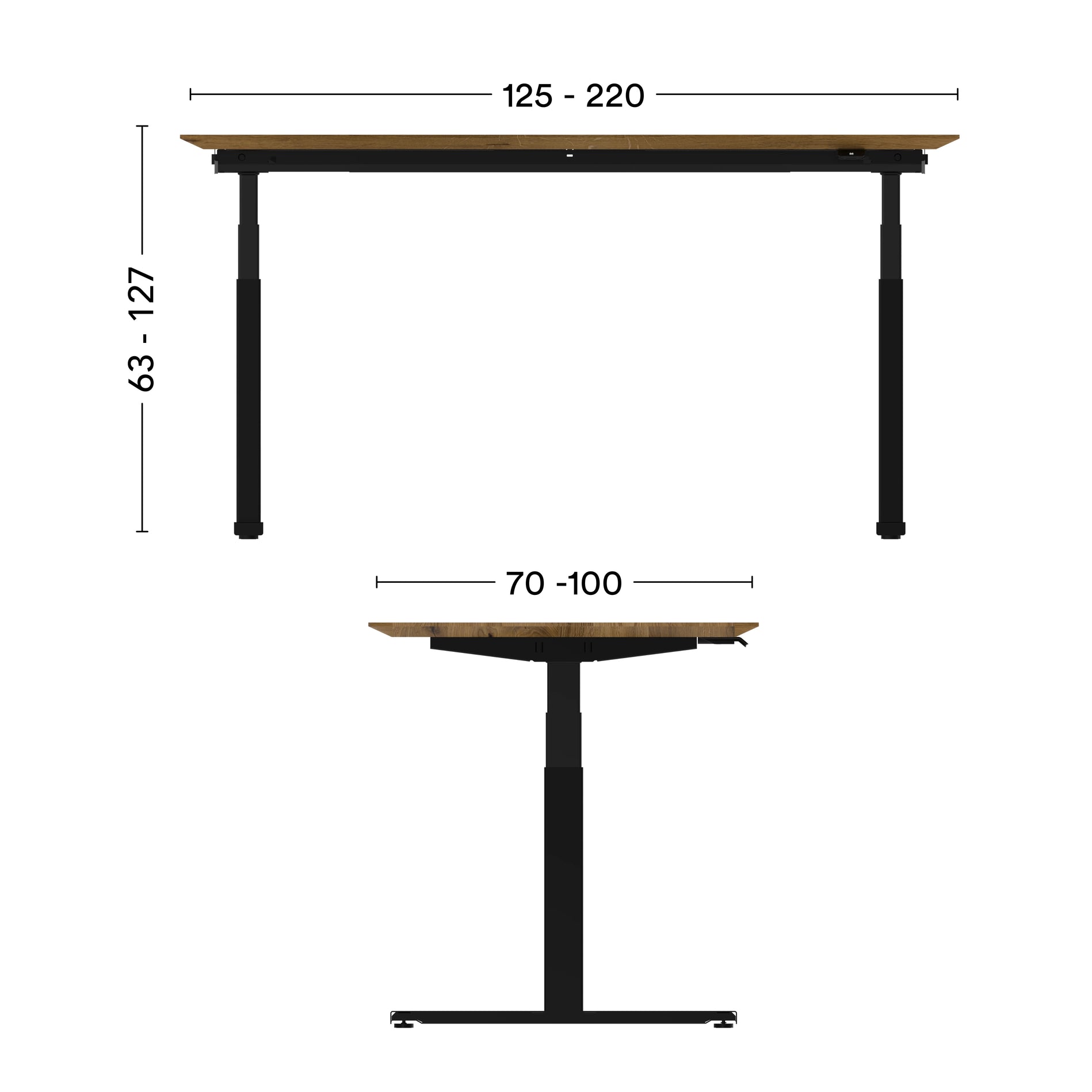 Maße ergonomischer Schreibtisch Nova maß gefertigt