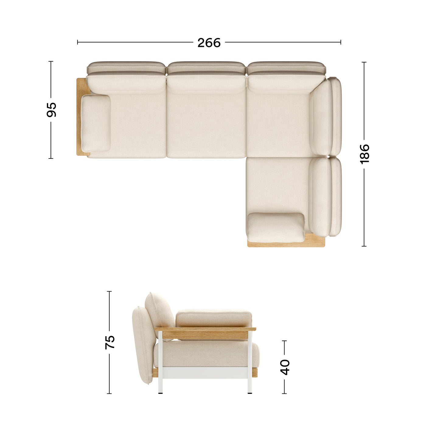 Maße Ecksofa Mio Lounge 4-Sitzer