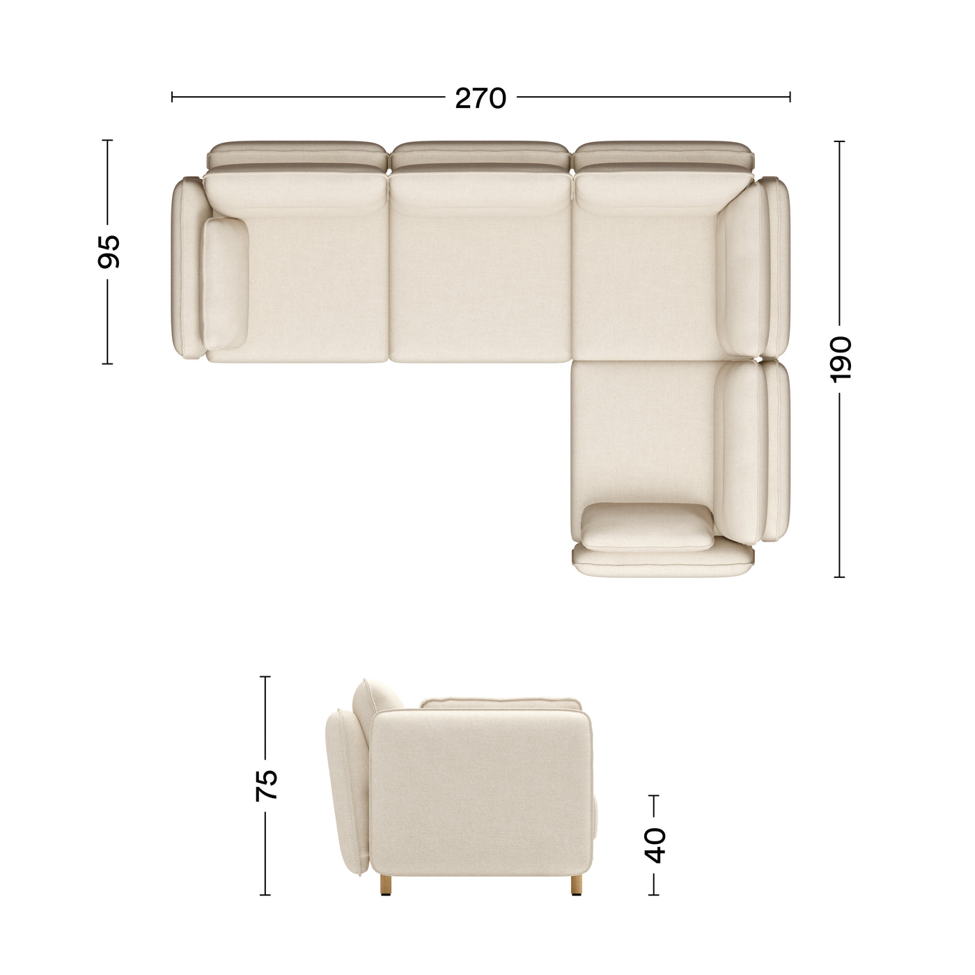 Maße Ecksofa Mio 4-Sitzer