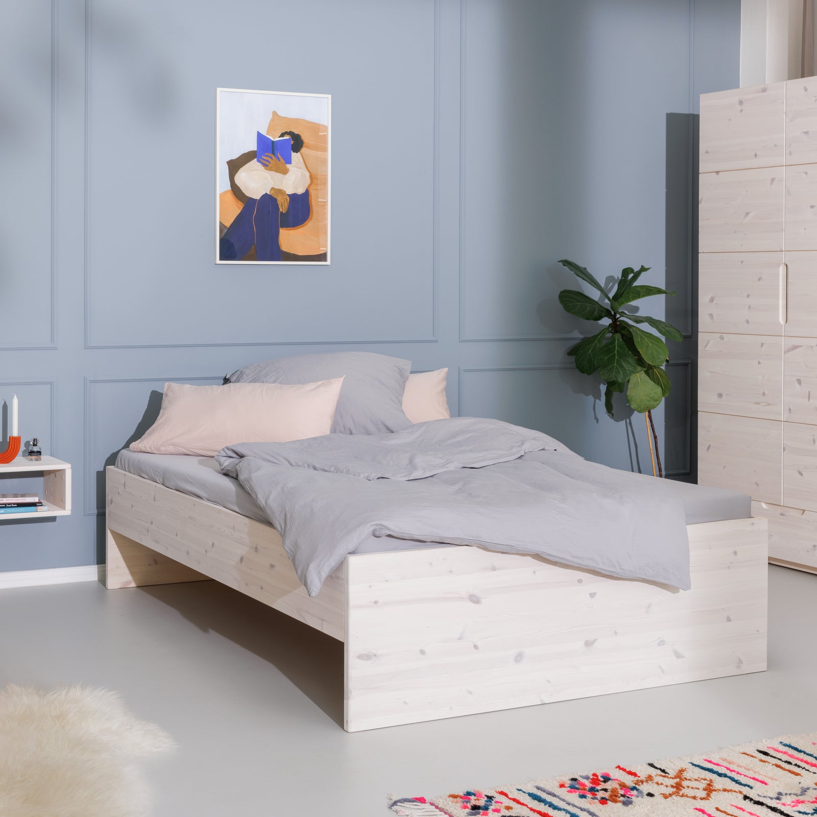 Komforthöhe Bett Lade aus ökologischem Massivholz