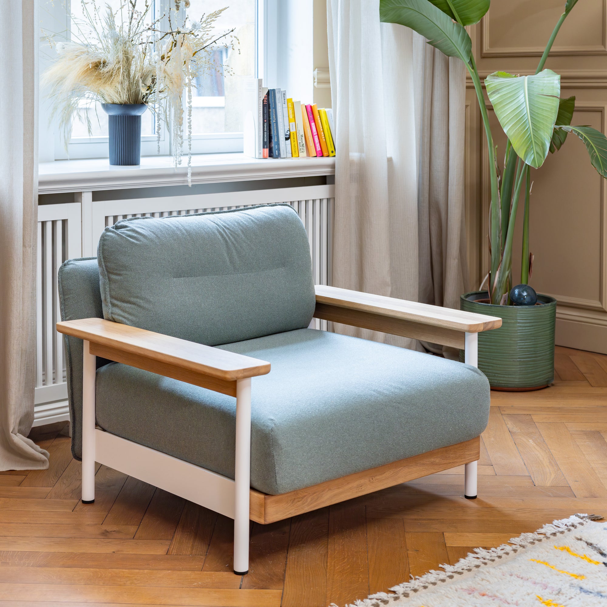 Designer Sessel Mio mit Eiche grün