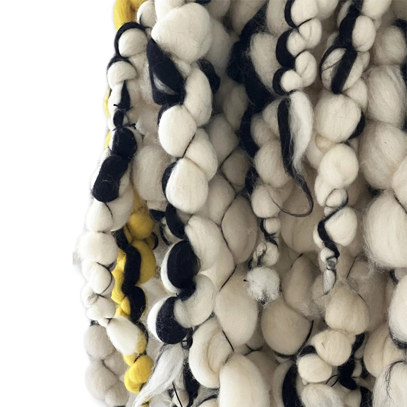 Merino Wolle Kunstwerk Schwarz, Weiß, Gelb
