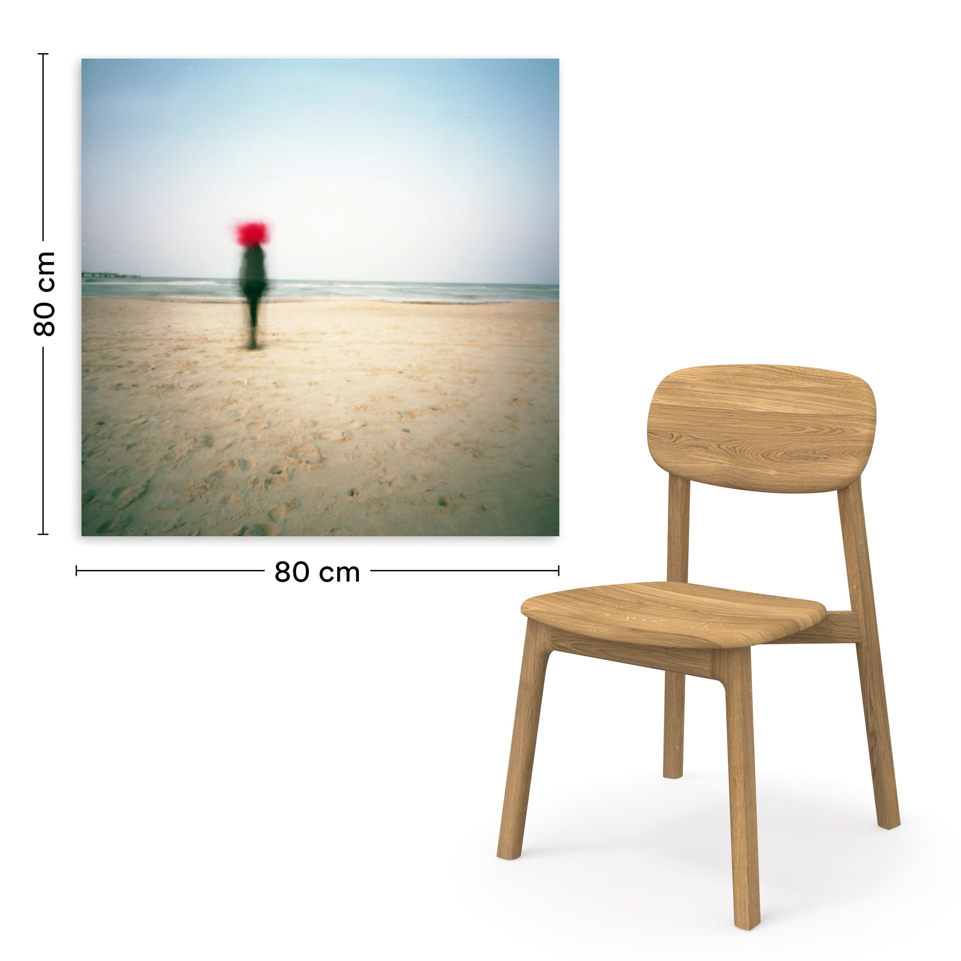 Maße 80x 80 cm Fotografie im Verhältnis zum Esszimmerstuhl June