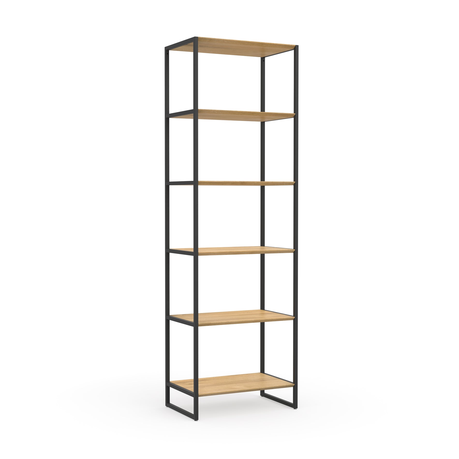 Hohes minimalistiches Regal aus Echtholz und Metal