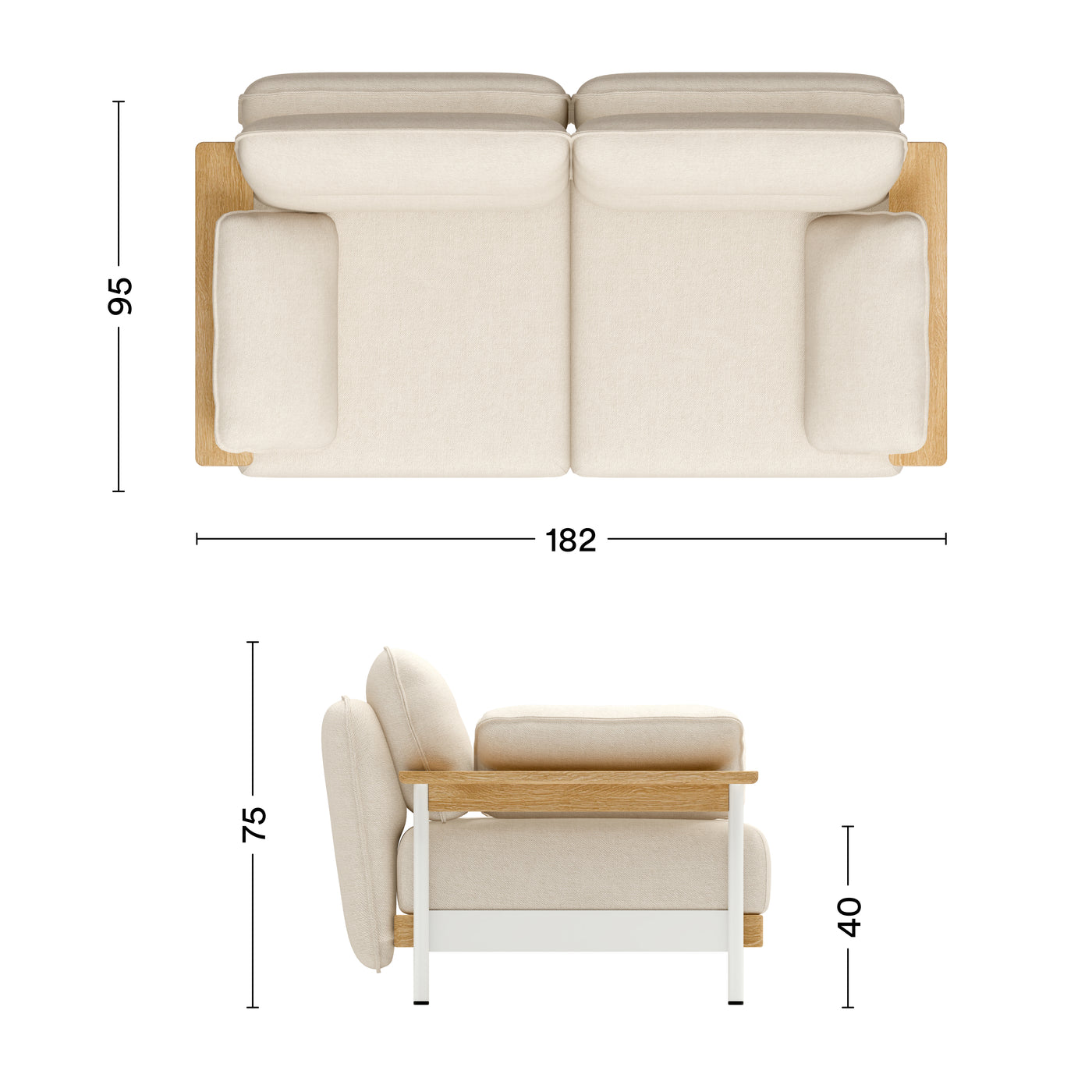 Maße 2-Sitzer Sofa Mio Lounge