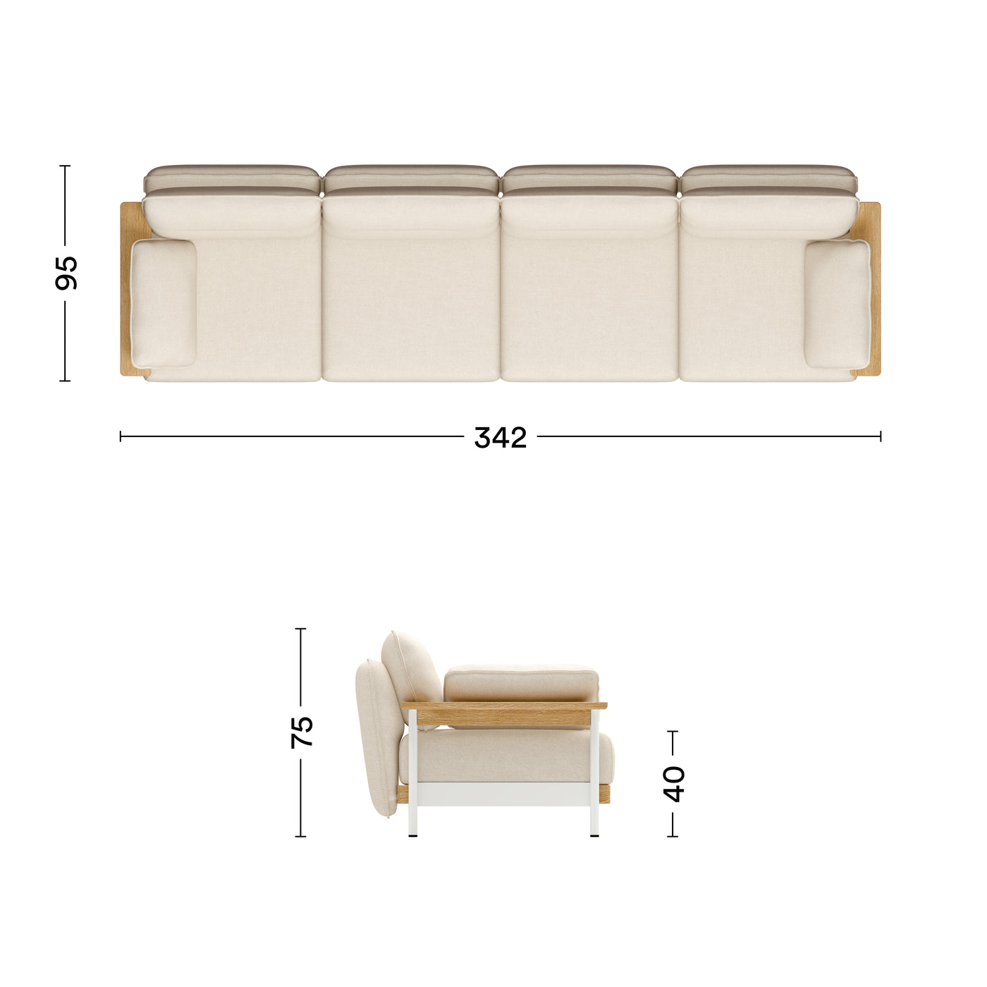 Maße Sofa Mio Lounge 4-Sitzer