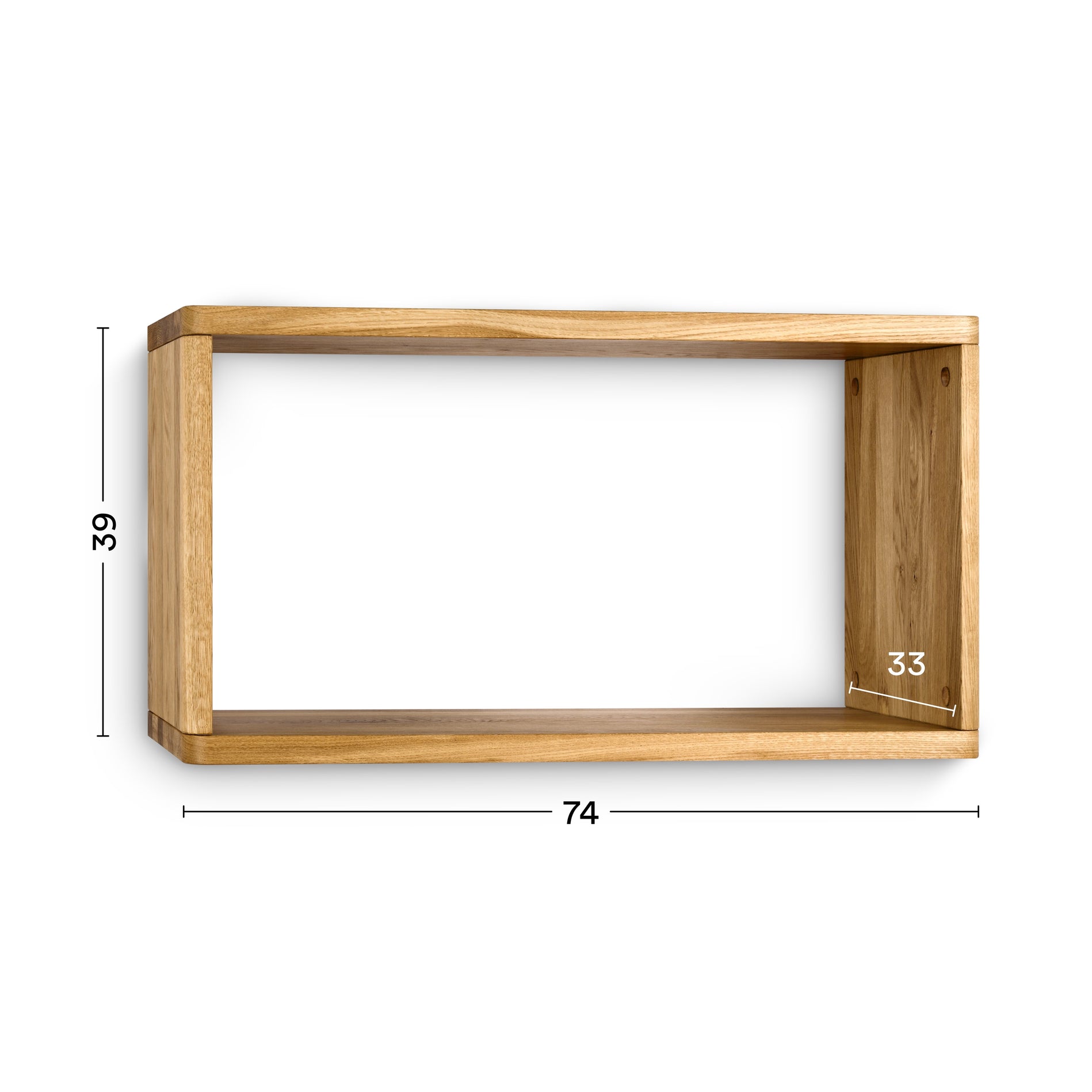 Maße von Naturholz Wandregal Neukölln M  aus Wildeiche  zertifiziert, natürlich geölt, zeitlos