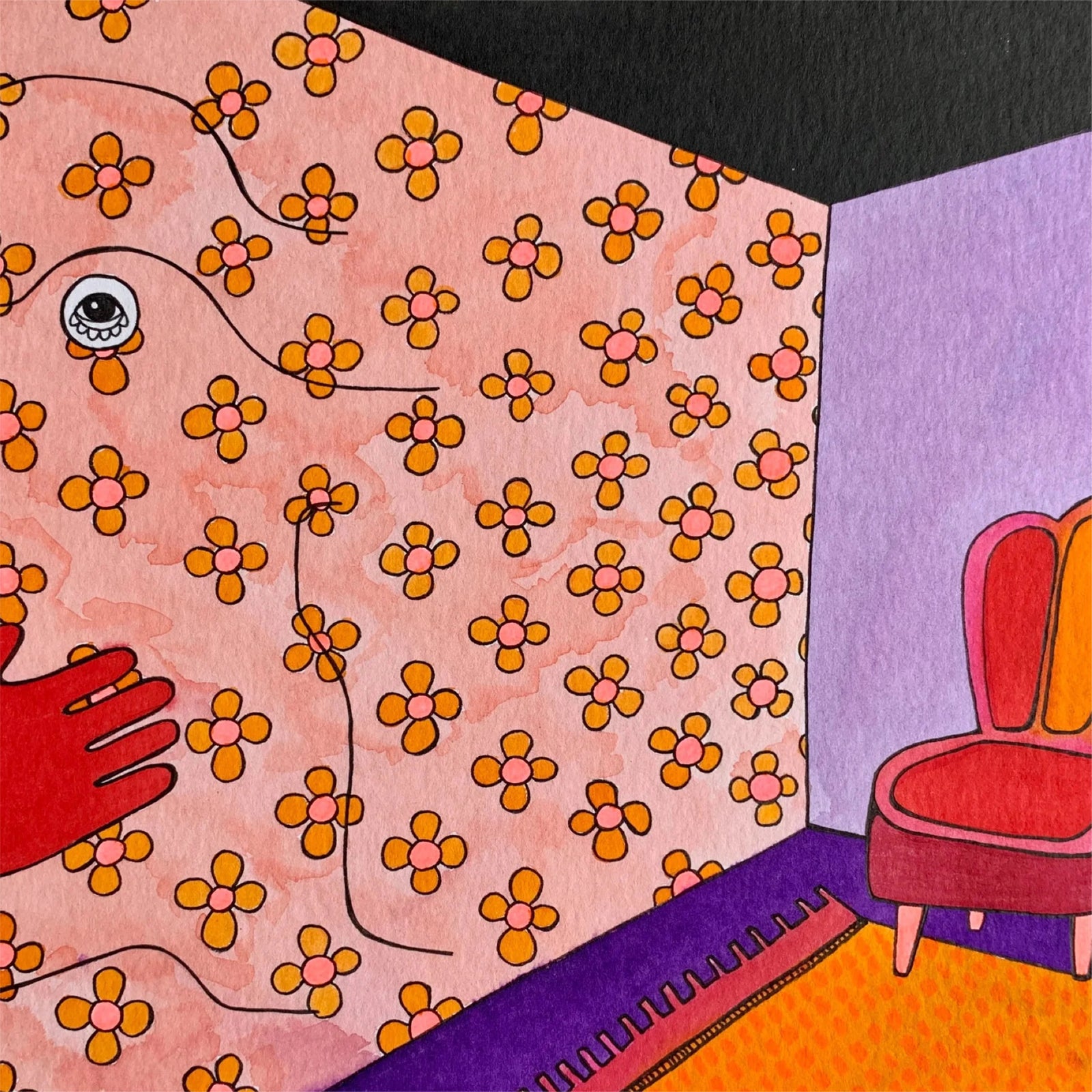 Emma Rytoft Hand-Serie in Lila, Orange Rot