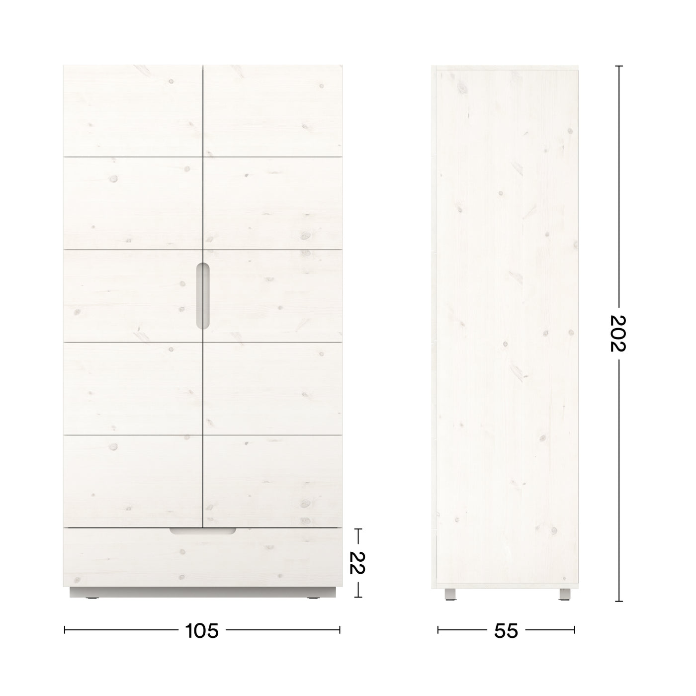 Maße zertifizierter Kleiderschrank 1 Meter Massivholz