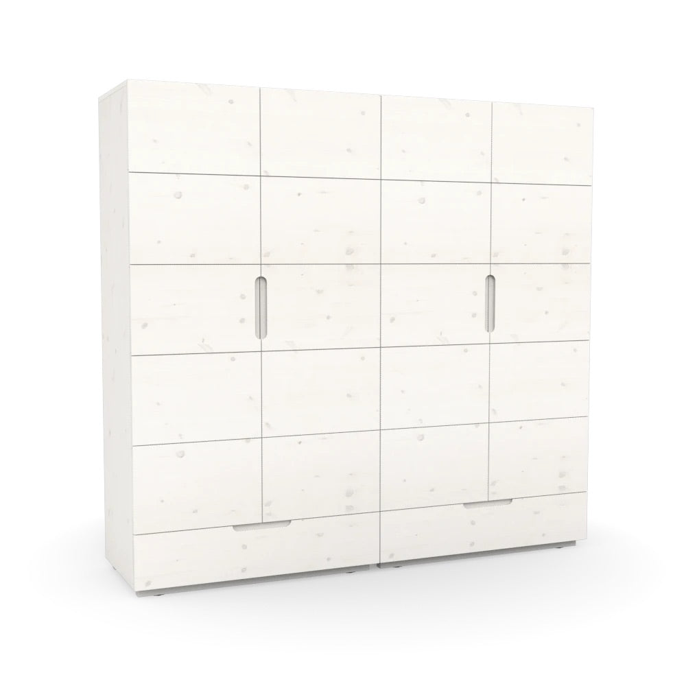 4-Türer Echtholz Kleiderschrank mit Schubladen im weißem Design