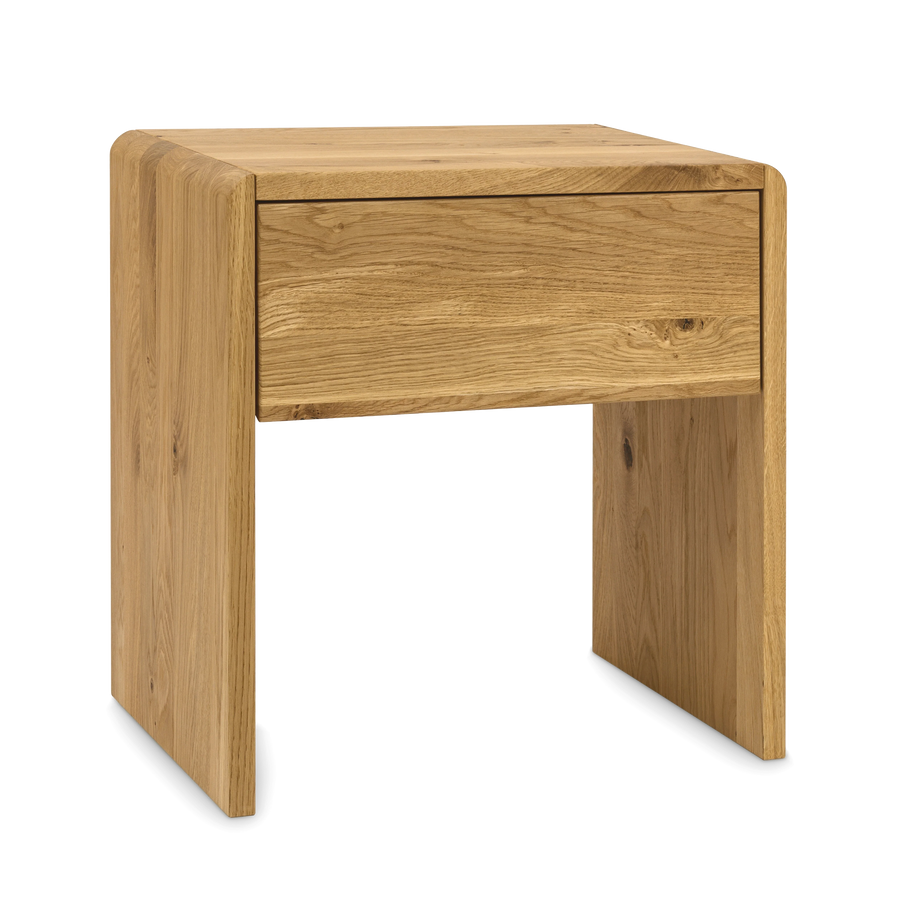 Massivholz Nachttisch aus Wildeiche mit inkludierter Soft-Close Mechanik