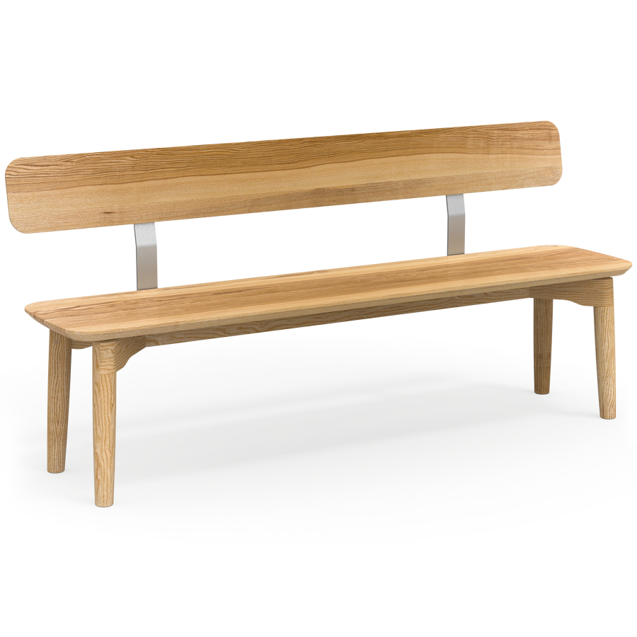 Auf Maß gefertigte Sitzbank mit Lehne mit individuellen Maßen aus zertifiziertem Massivholz