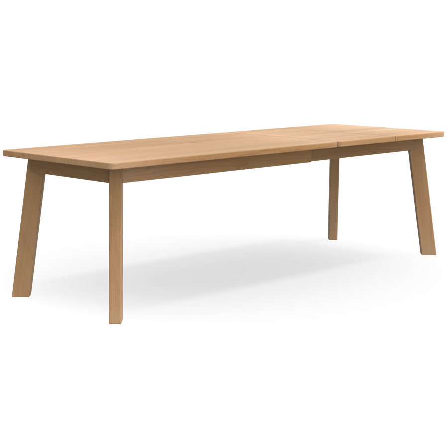 Ausziehbarer ökologischer Esstisch aus massiver zertifizierter Eiche mit seitlichem Auszug