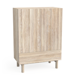 Design Highboard in hellgeölter Eiche und eleganten Wellen und Stauraum