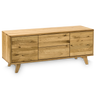Lowboards aus verschiedenen massiven Hölzern. Modernes Designer Lowboard aus zertifizierter Wildeiche