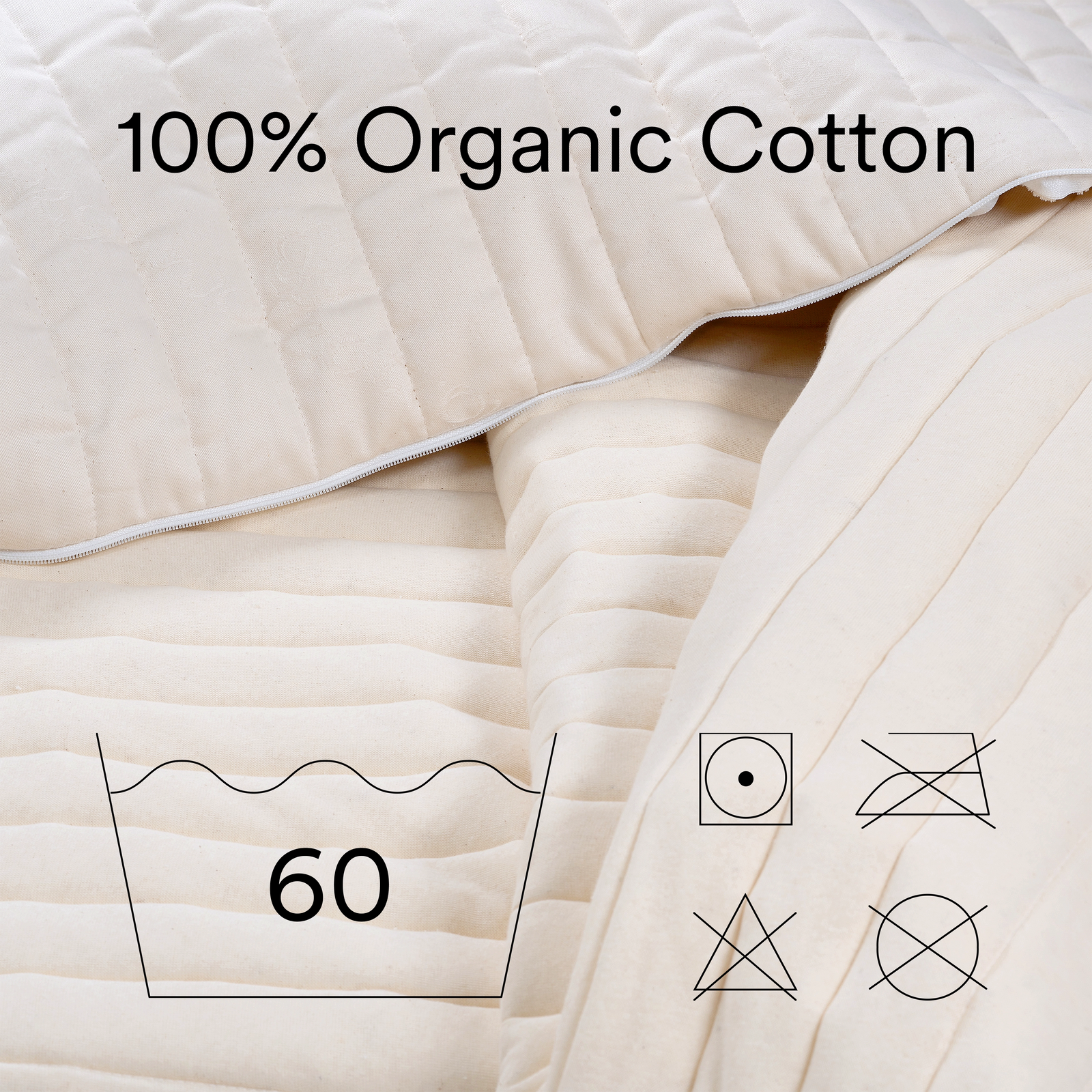 Matratzenbezug aus 100% Biobaumwolle, waschbar in der Waschmaschine