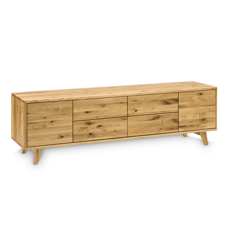 Funktionales Design Sideboard aus massiver Wildeiche mit Schubladen und Türen