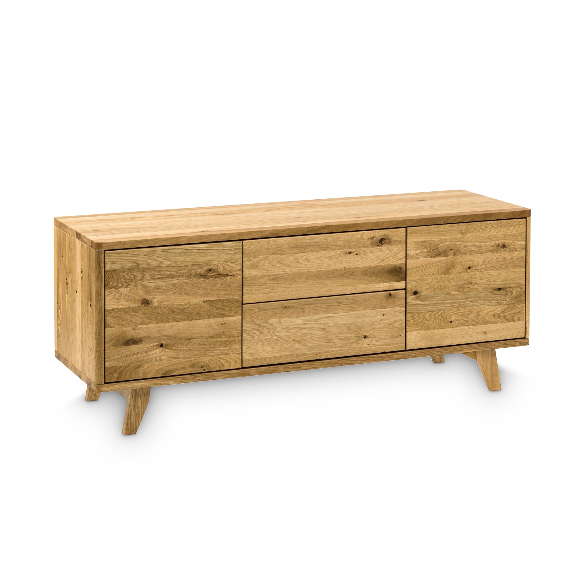 Schmales Designer Sideboard aus Massivholz mit funktionalem Stauraum