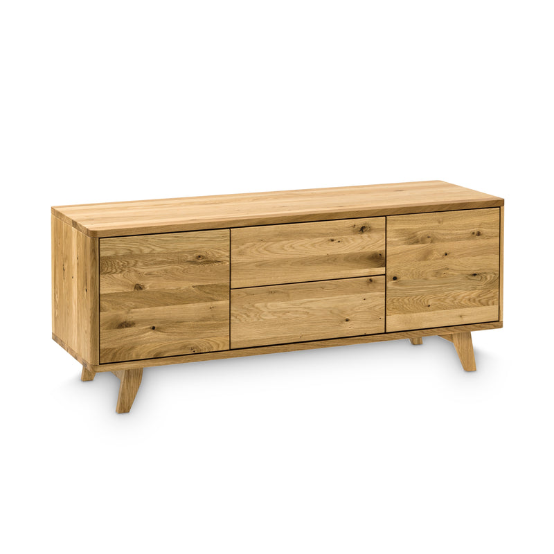 Schmales Designer Sideboard aus Massivholz mit funktionalem Stauraum
