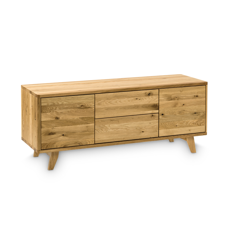 Schmales Designer Sideboard aus Massivholz mit funktionalem Stauraum