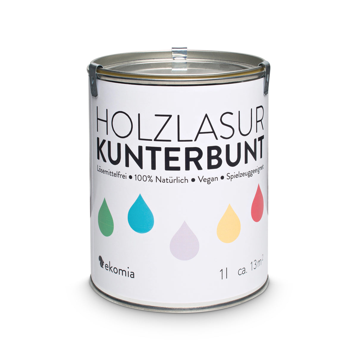 Holzlasur Kunterbunt 1L – lösemittelfrei & pastellig schön – ekomia