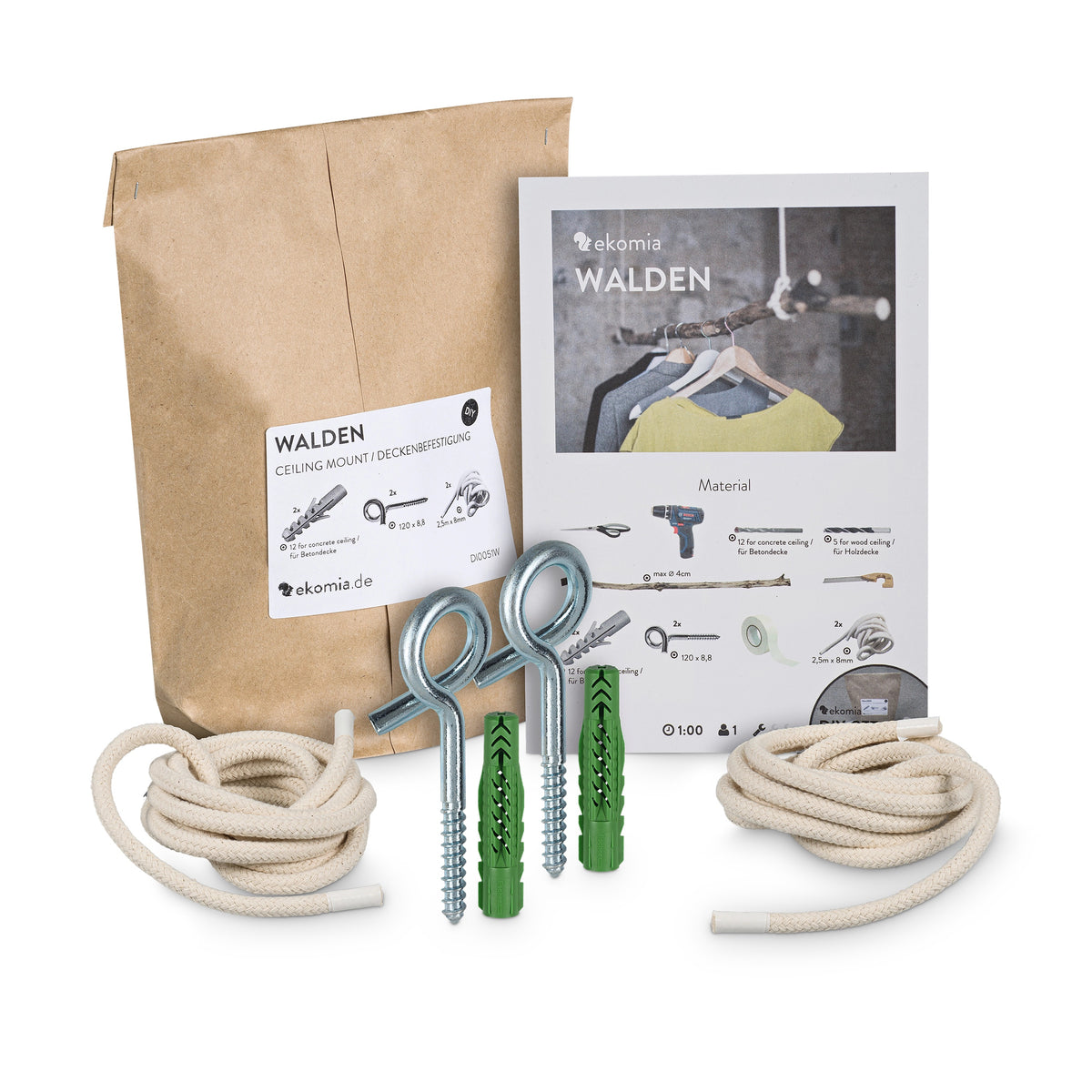 Deckenbefestigung Walden für Kleiderstangen - DIY Set – ekomia