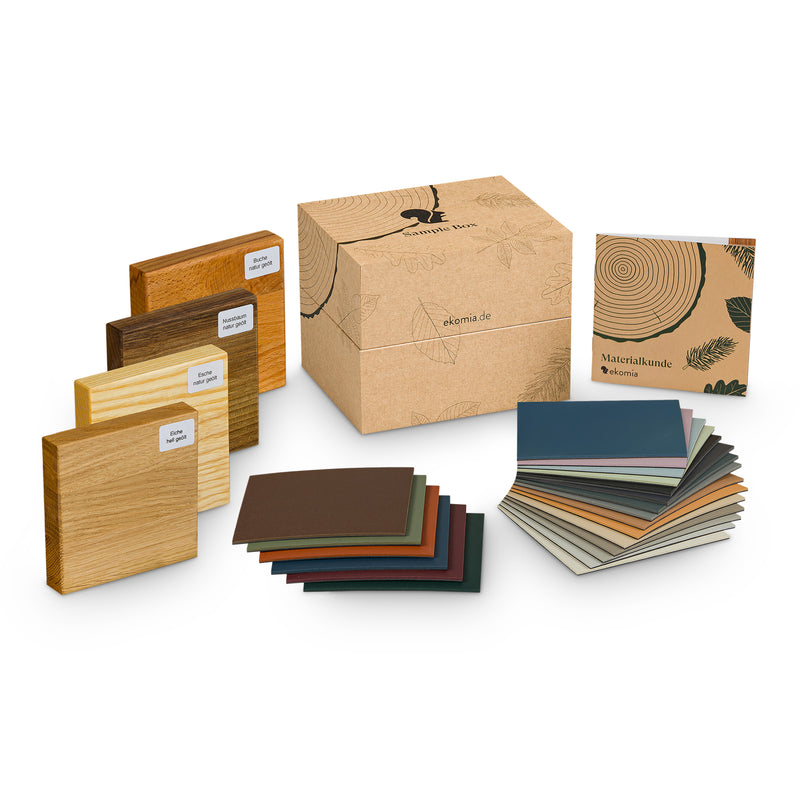 ekomia Samplebox mit Holzarten und Linoleum für Tische
