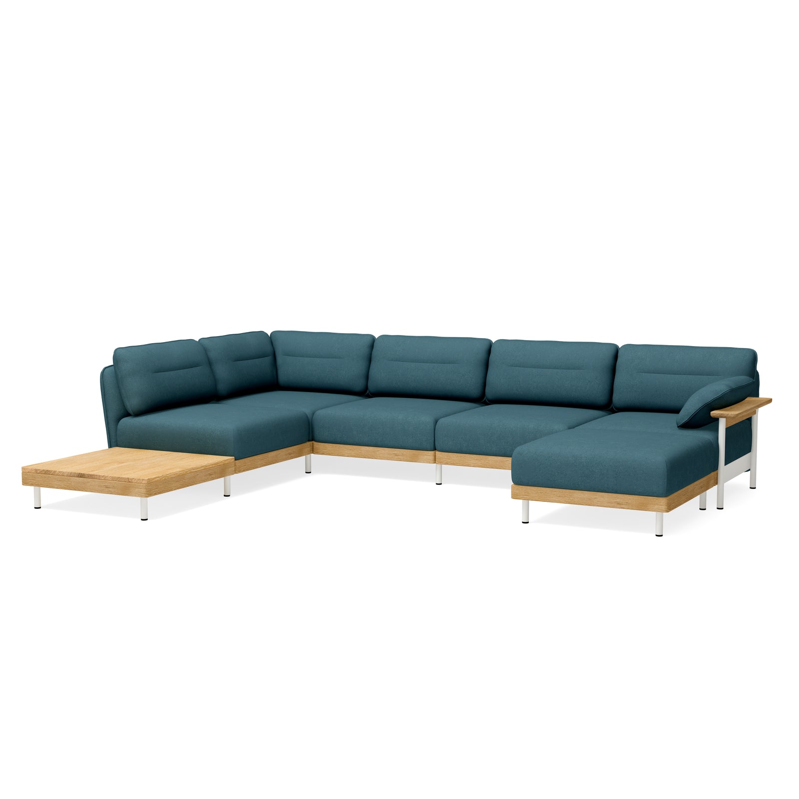 Großes modulares Sofa in U-Form mit Chaiselongue und Beistelltisch