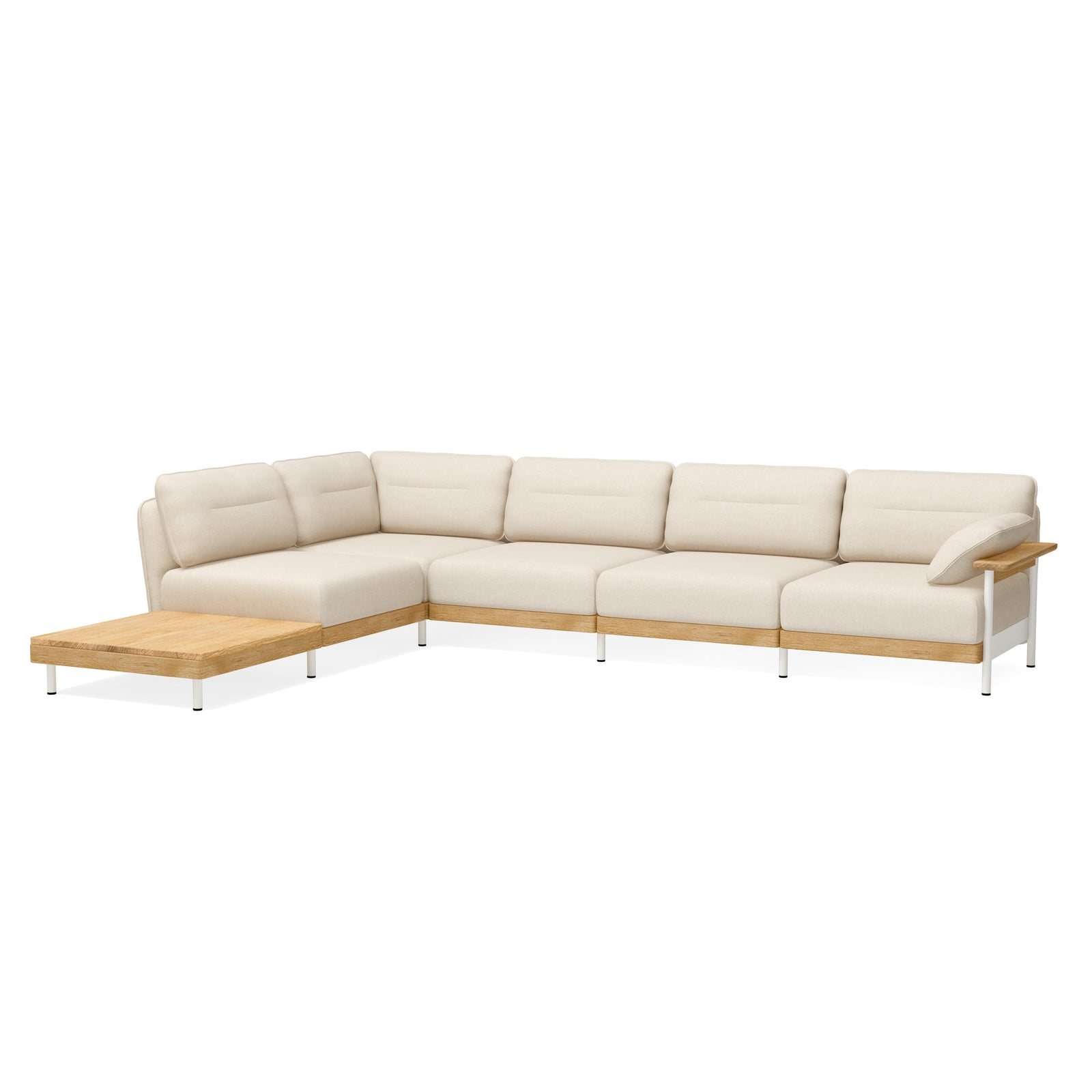 Ecksofa 5-Sitzer beige mit integriertem Beistelltisch