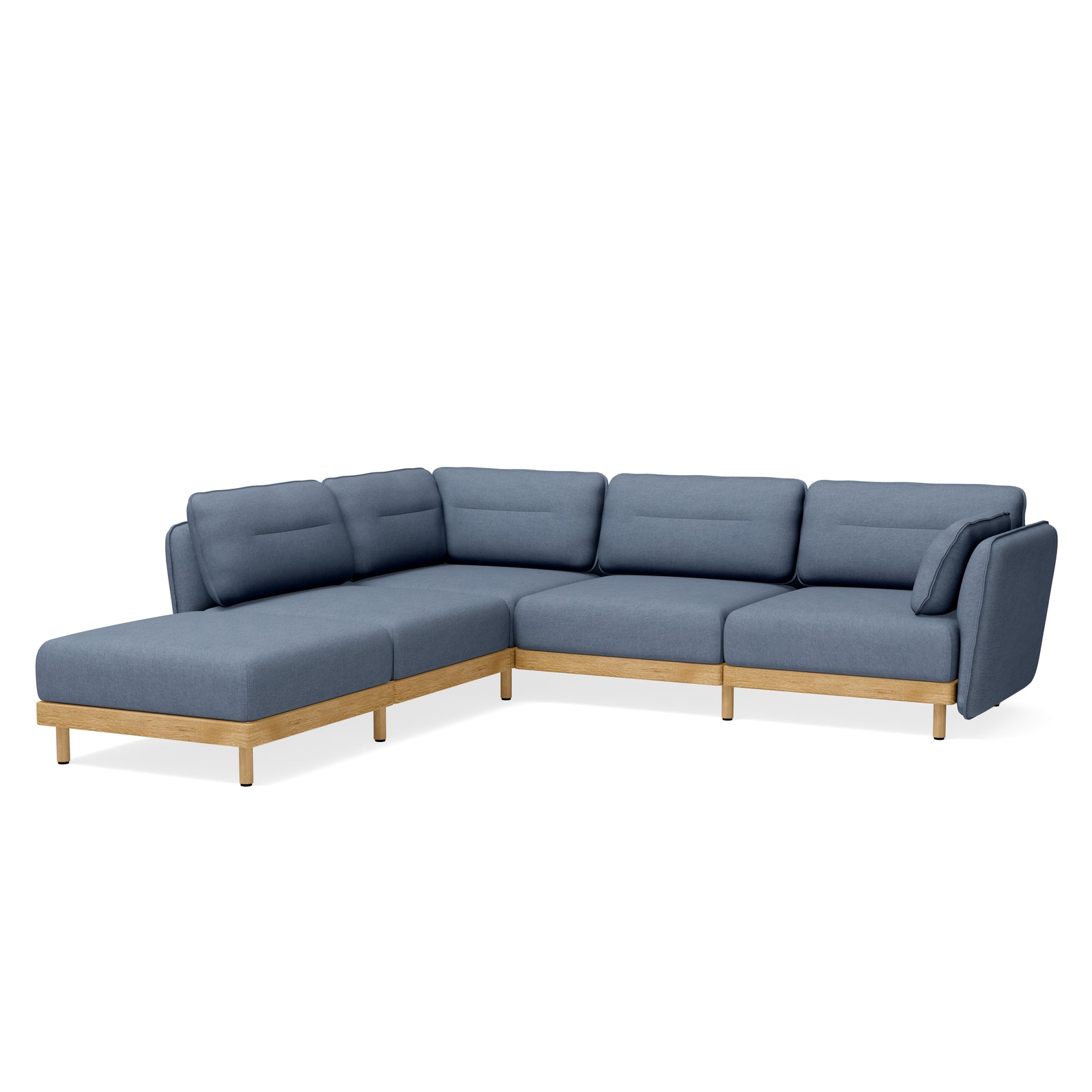 Ecksofa mit Chaiselongue blau grau