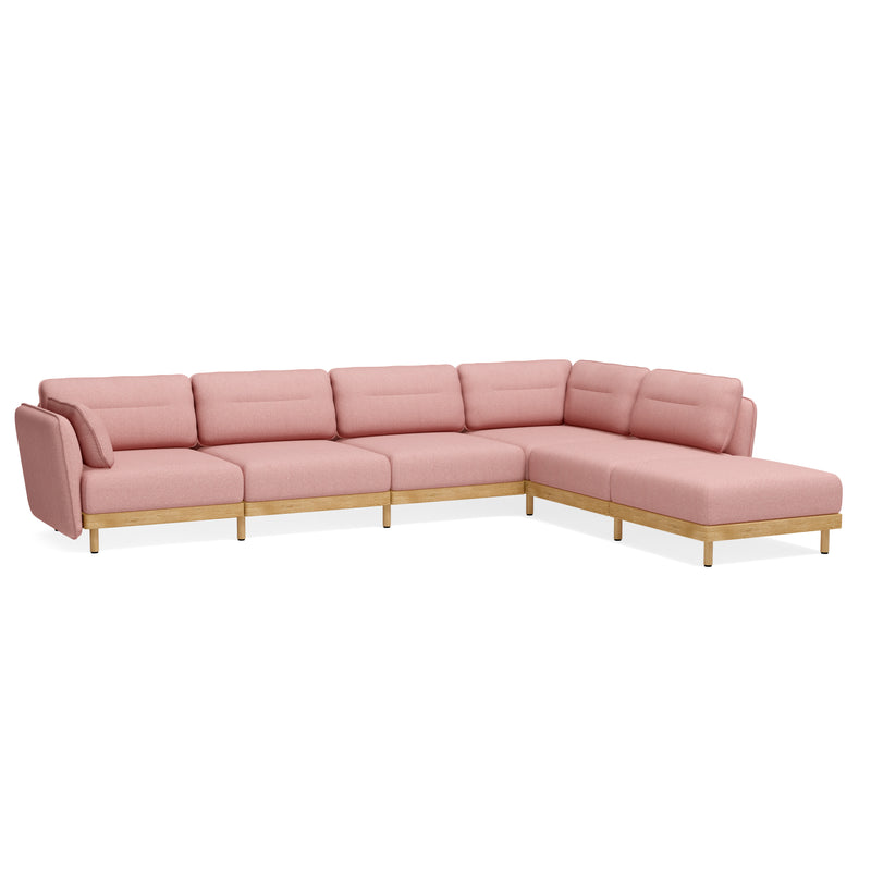 Großes 5-Sitzer Sofa mit Chaiselongue - rot