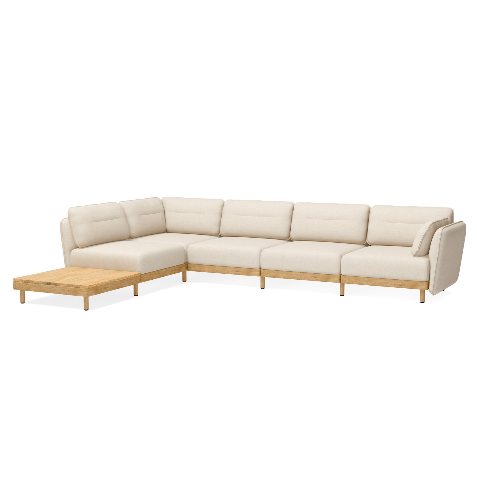 Ecksofa beige mit 5 Sitzen  und Couchtisch