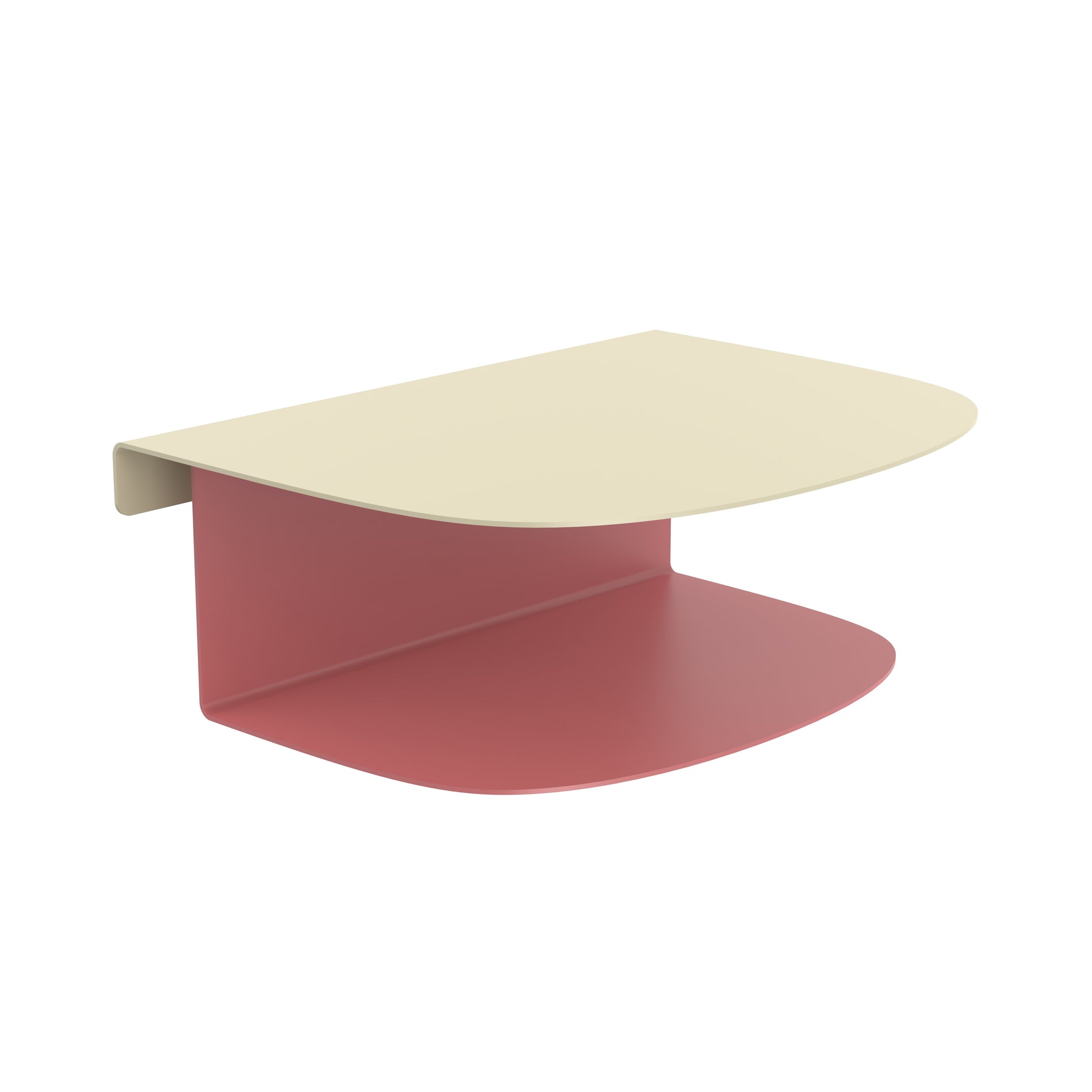 schwebender Bettnachttisch mit zwei Ebenen in beige rosa aus Metall