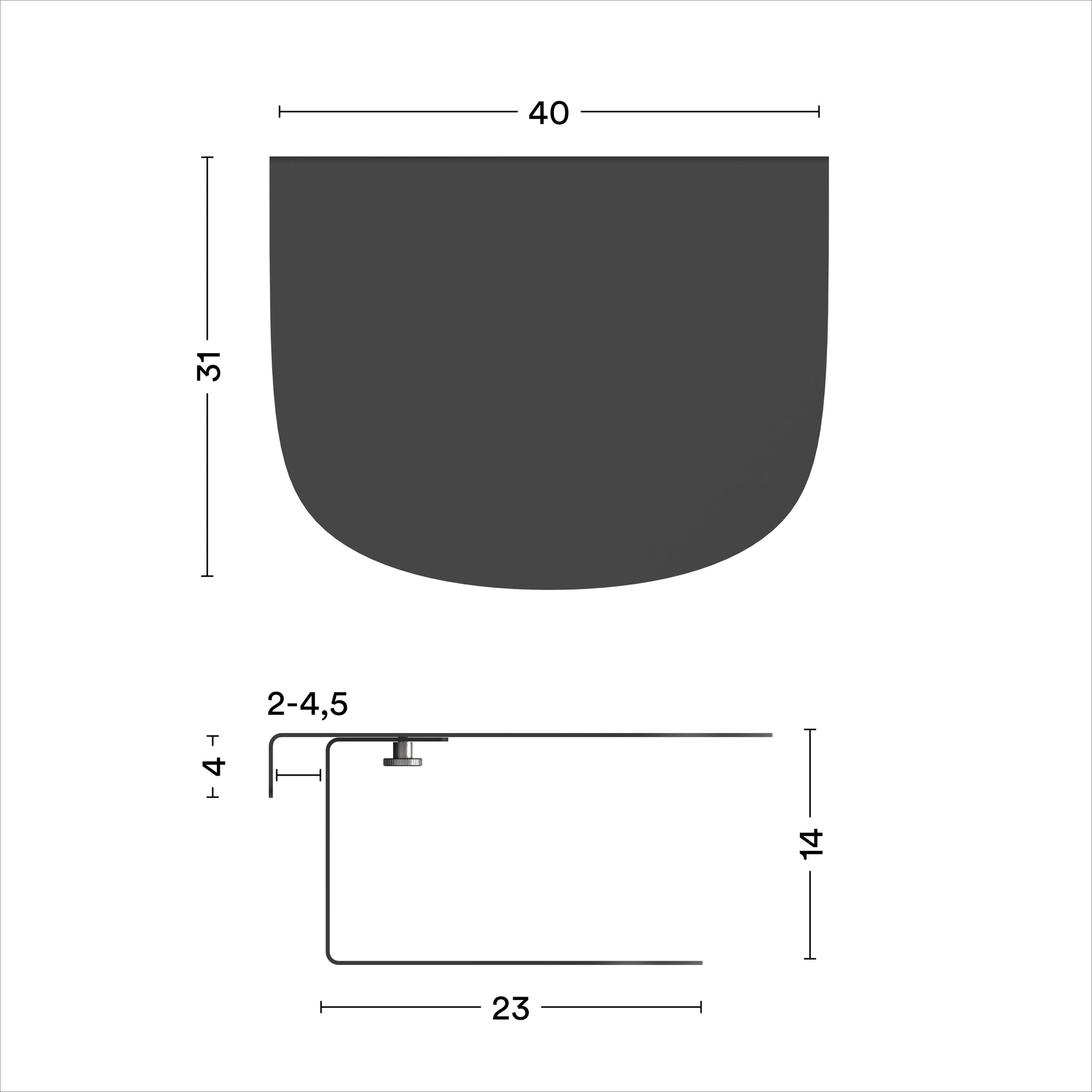 Dimensionen schwebender Nachttisch 40x30cm