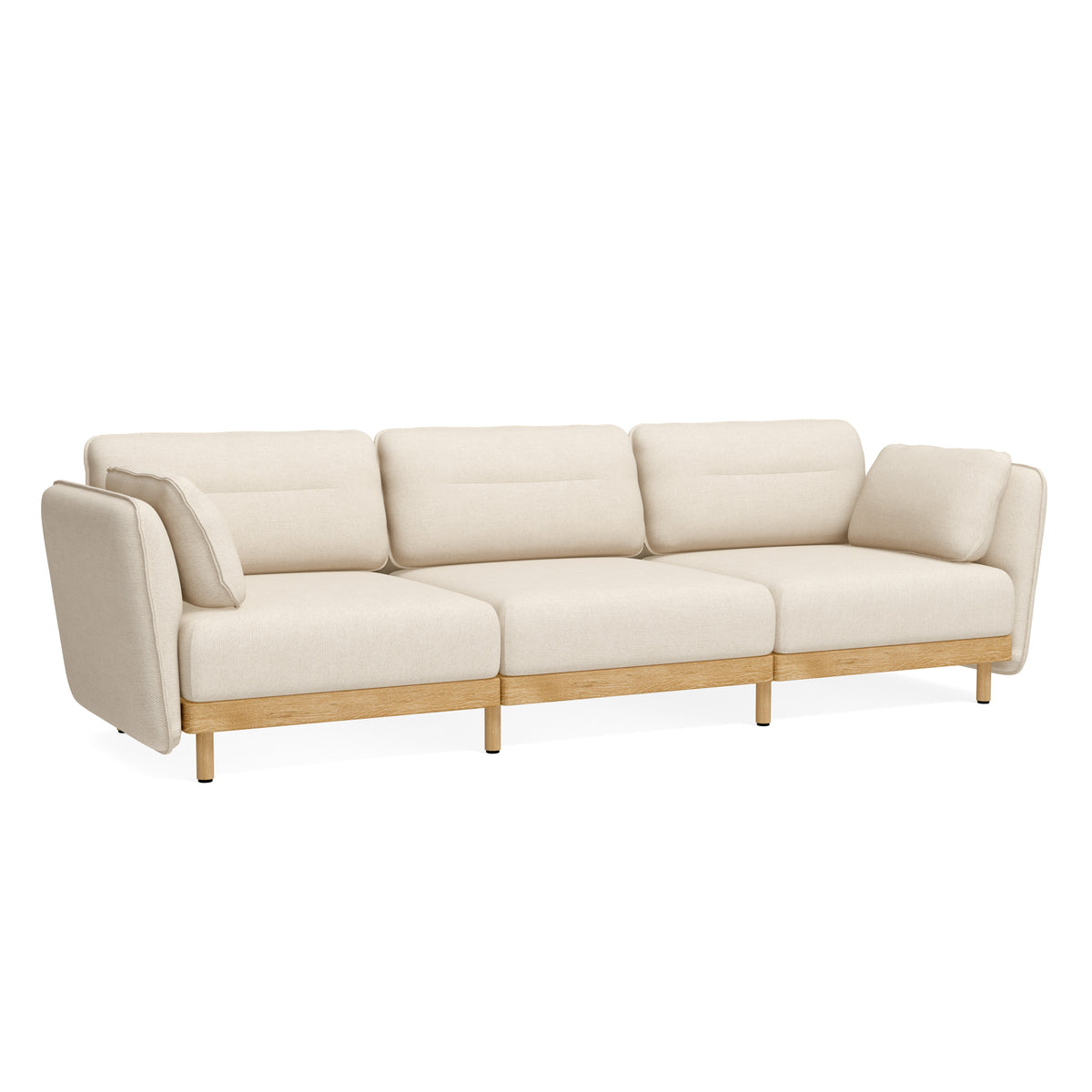 Sofa Mio Soft 3-Sitzer Eiche – Massivholz mit Leinenbezug – ekomia