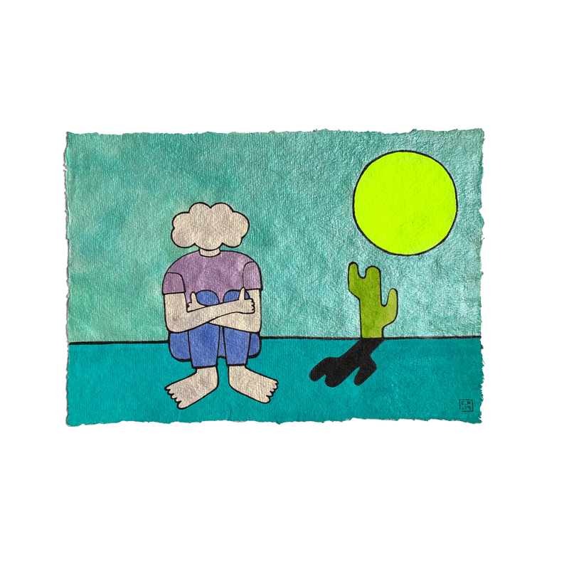Emma Rytoft A Sunny Day Tinte Grün Türkis Kaktus Sonne Person