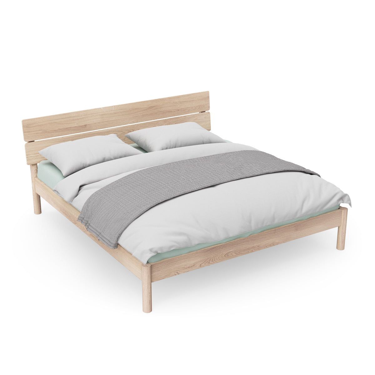 Bett Ærø Comfort - Plattformbett mit Kopfteil aus massiver Eiche – ekomia