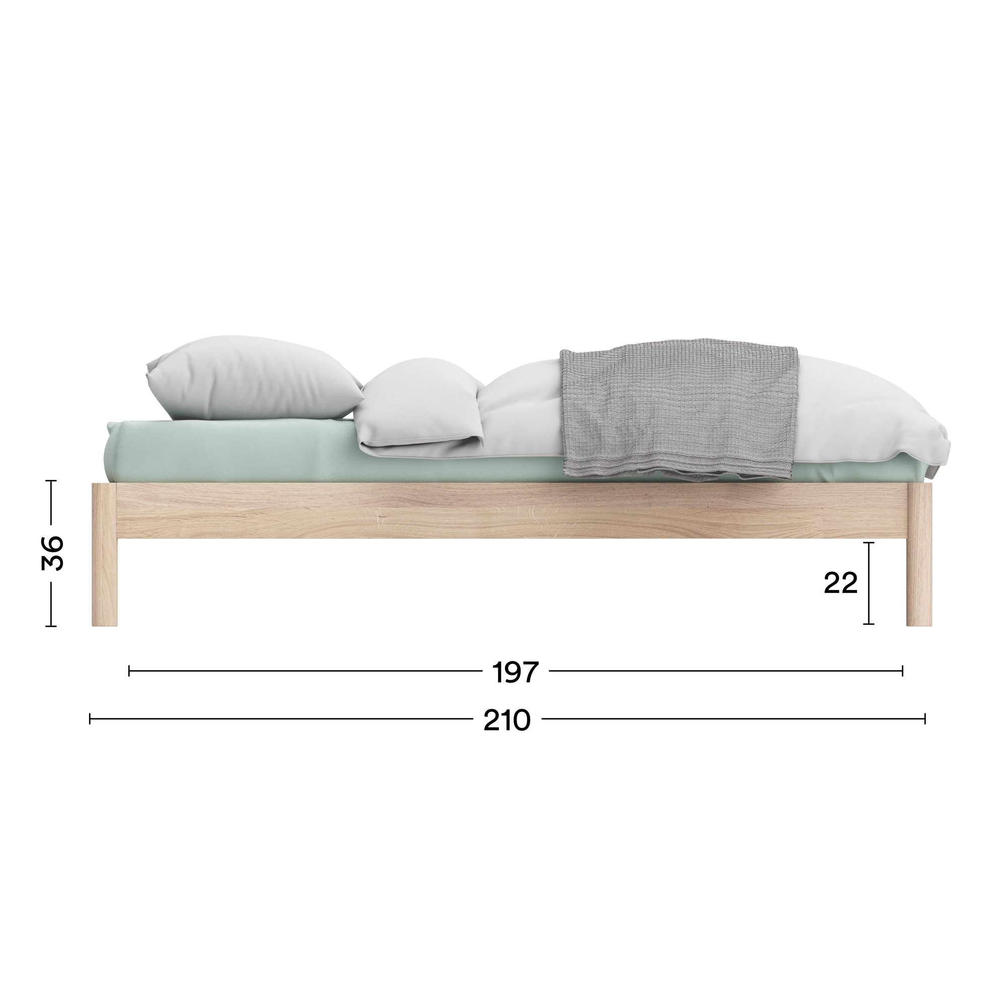 Maße Designmöbel Bett Ærø innovatives Bettgestell nachhaltige massive Eiche