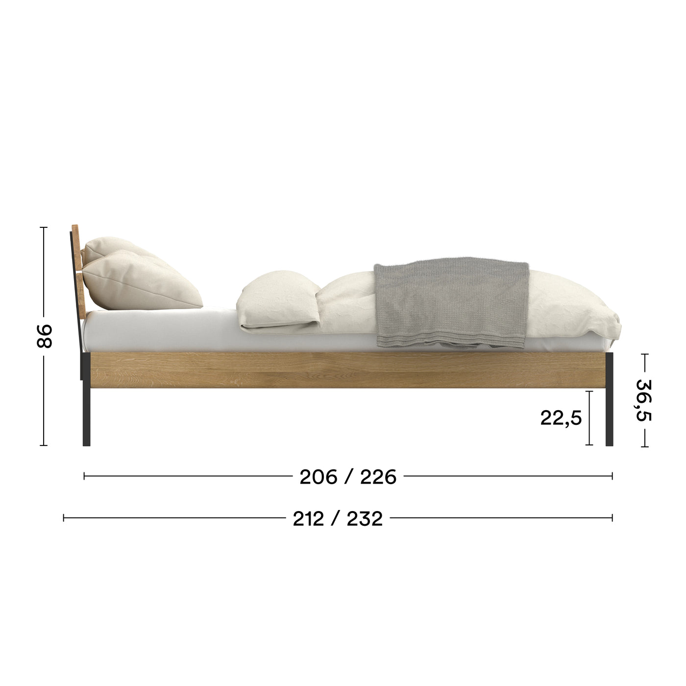 Maßen Bed Luna Comfort