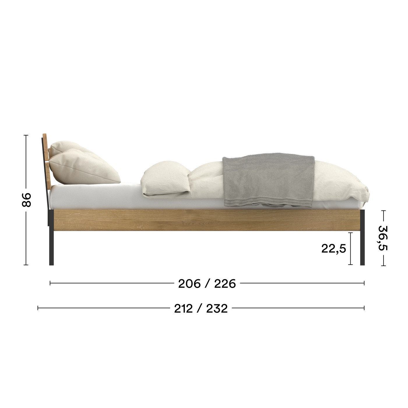 Maßen Bed Luna Comfort